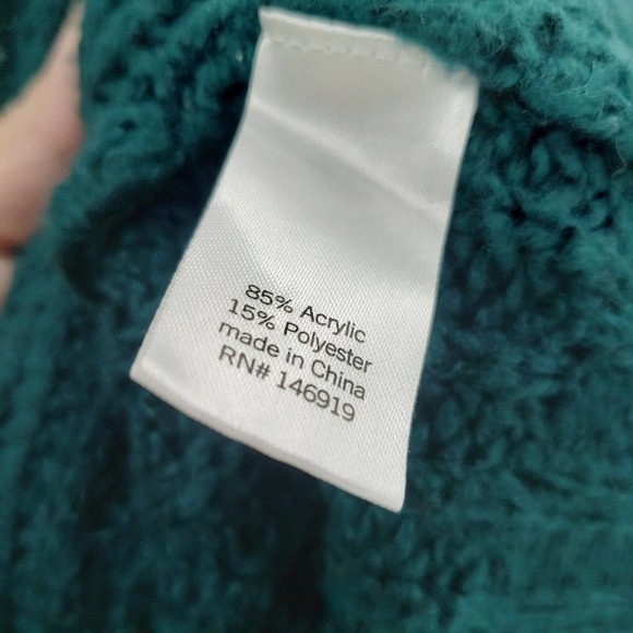 Evri Teal Chunky Knit Sweater Cardigan Womens 1x Open Front Pockets Boyfriend - Picture 6 of 12